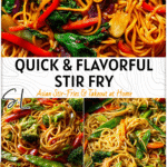 Colorful stir fry noodles with vibrant veggies in a pan showing an easy dinner recipe stir fry.